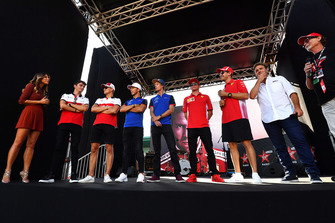 Federica Masolin, Sky Italia Presenter on stage with Charles Leclerc, Sauber, Marcus Ericsson, Sauber, Pierre Gasly, Scuderia Toro Rosso Toro Rosso, Brendon Hartley, Scuderia Toro Rosso, Kimi Raikkonen, Ferrari and Sebastian Vettel, Ferrari