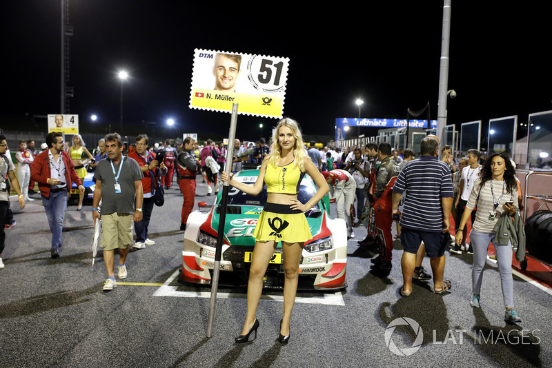 Grid girl of Nico Müller, Audi Sport Team Abt Sportsline