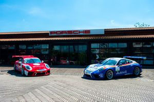 Le Porsche GT3 Cup di Giovanni Berton e Francesco De Luca, AB Racing, con le livree storiche