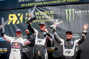 Podium: winner Johan Kristoffersson, PSRX Volkswagen Sweden, second place Andreas Bakkerud, EKS Audi Sport, third place Petter Solberg, PSRX Volkswagen Sweden