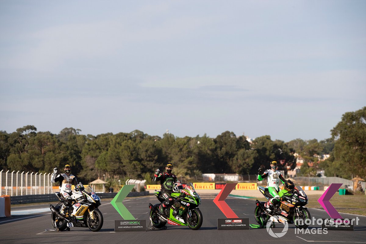 Andrea Locatelli, BARDAHL Evan Bros. WorldSSP Team, Jonathan Rea, Kawasaki Racing Team, Jeffrey Buis, i vincitori dei mondiali nelle rispettive classi