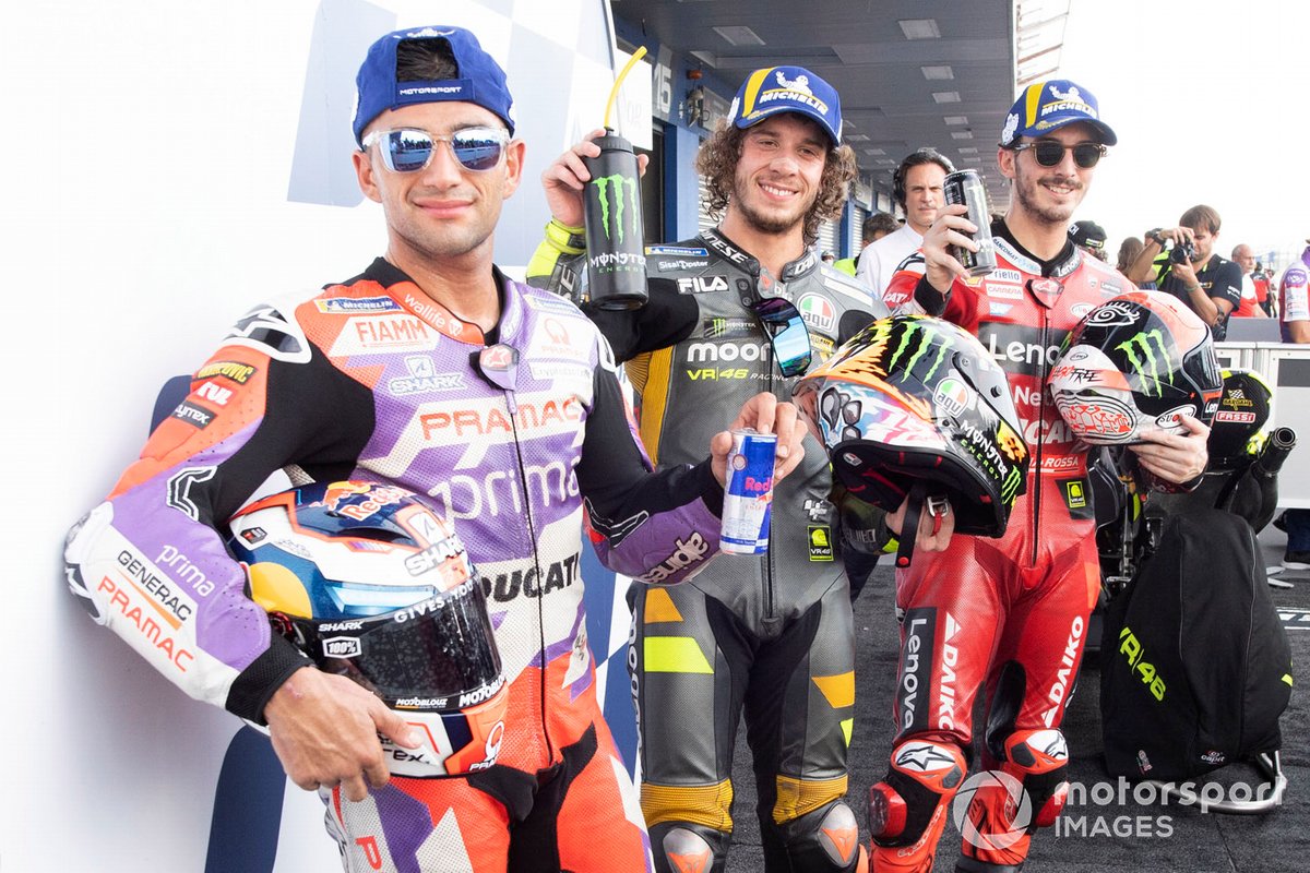 Marco Bezzecchi, VR46 Racing Team, Francesco Bagnaia, Ducati Team, Jorge Martín, Pramac Racing