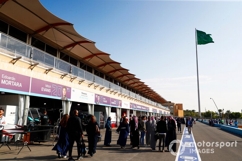 A view down the pit lane