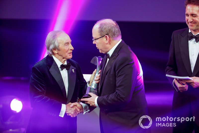 Príncipe Alberto II de Mónaco de Mónaco y Jackie Stewart durante los Premios Autosport