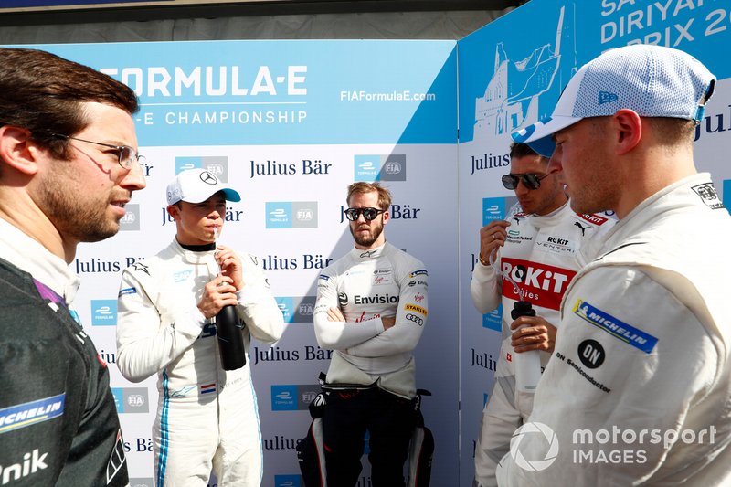 Alexander Sims, BMW I Andretti Motorsports, Nyck De Vries, Mercedes Benz EQ, Sam Bird, Virgin Racing, Edoardo Mortara, Venturi, Stoffel Vandoorne, Mercedes Benz EQ aspettano i risultati delle qualifiche