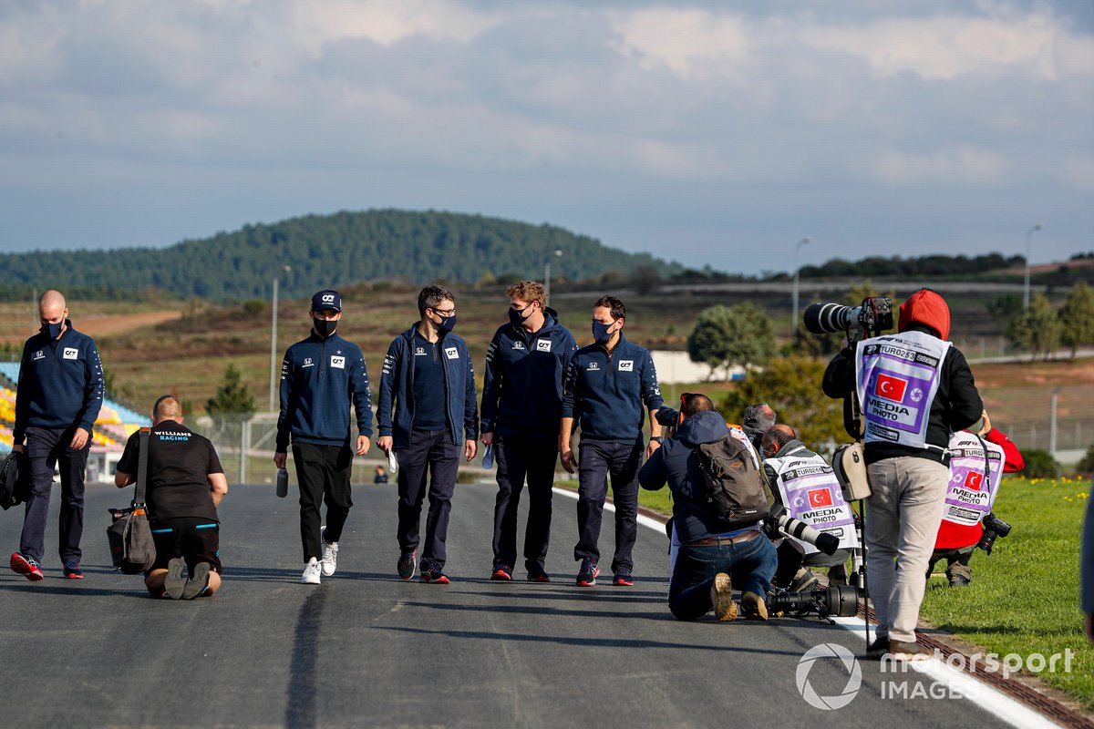 Pierre Gasly, AlphaTauri, walks the track
