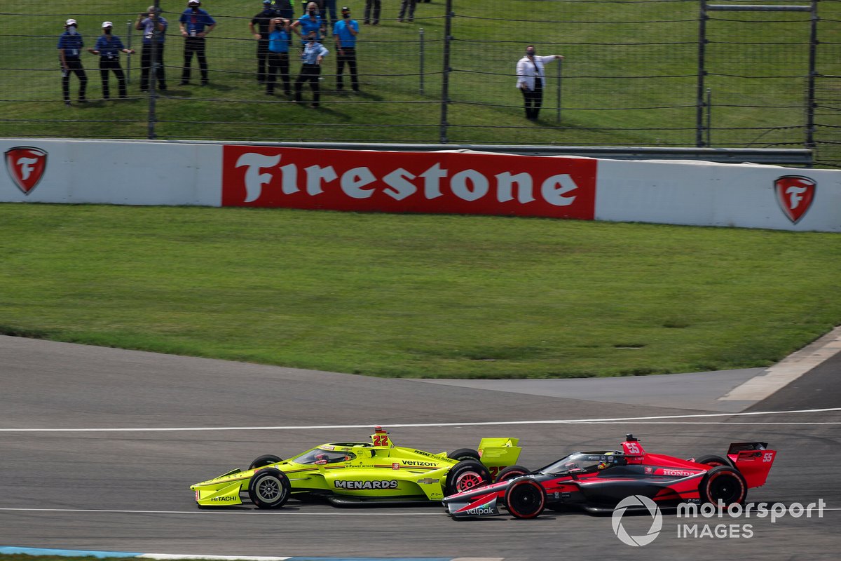 Simon Pagenaud, Team Penske Chevrolet, Alex Palou, Dale Coyne Racing con il Team Goh Honda