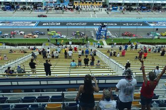 Race start with fans in the grandstand