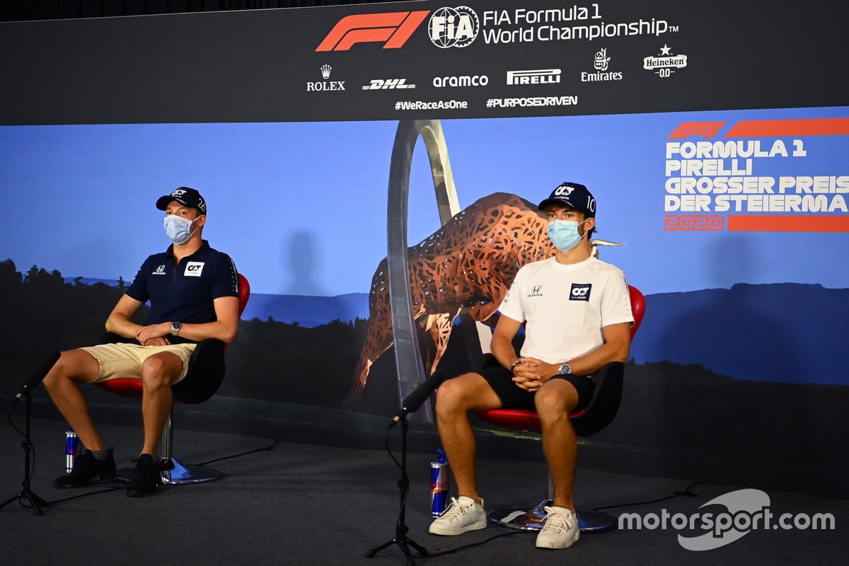 Daniil Kvyat, AlphaTauri and Pierre Gasly, AlphaTauri in the press conference