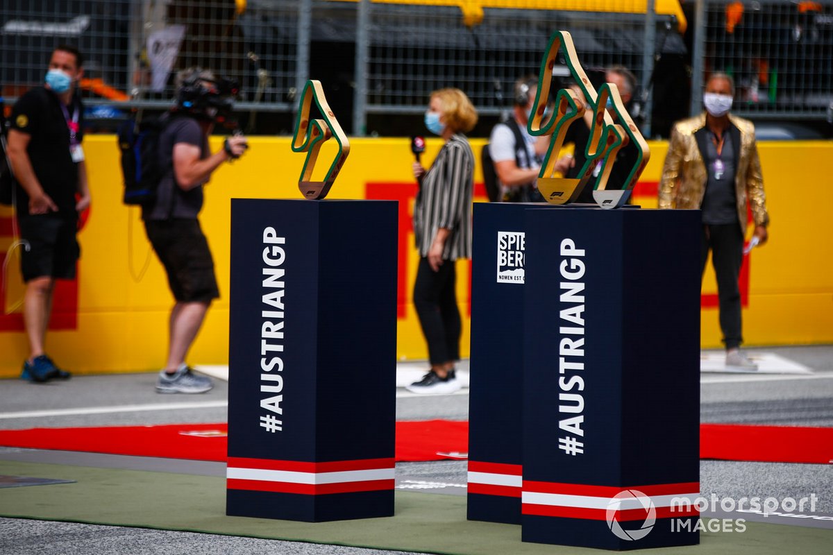 The Styrian Grand Prix trophies on the grid