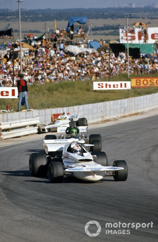 Rolf Stommelen, March 721 Ford, Henri Pescarolo, March 721 Ford y Carlos Reutemann, Brabham BT34 Ford