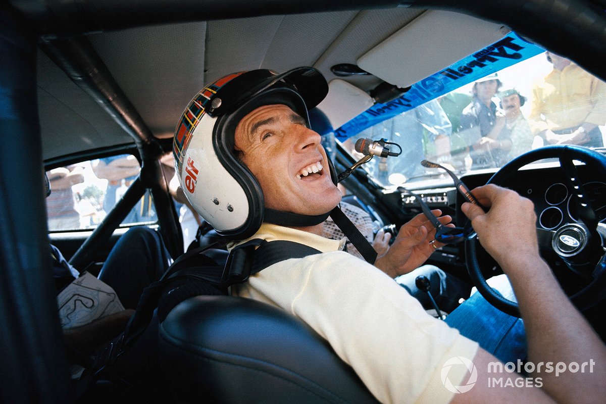 Jackie Stewart demonstrates the power of a Ford touring car