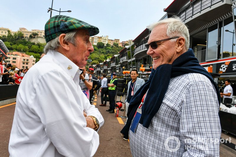Sir Jackie Stewart, 3 veces campeón de F1 y Patrick Head, cofundador, Williams Racing