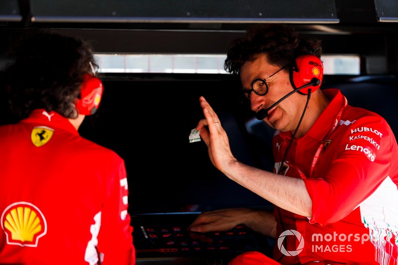Mattia Binotto, Team Principal Ferrari, on the pit wall