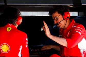 Mattia Binotto, Team Principal Ferrari, on the pit wall