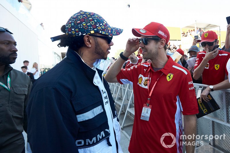 Lewis Hamilton, Mercedes AMG F1 and Sebastian Vettel