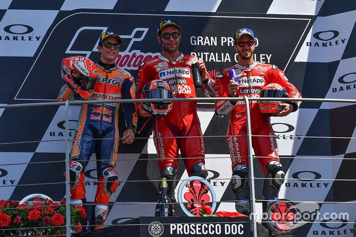 Podio: 1º Danilo Petrucci,, 2º Marc Marquez, 3º Andrea Dovizioso