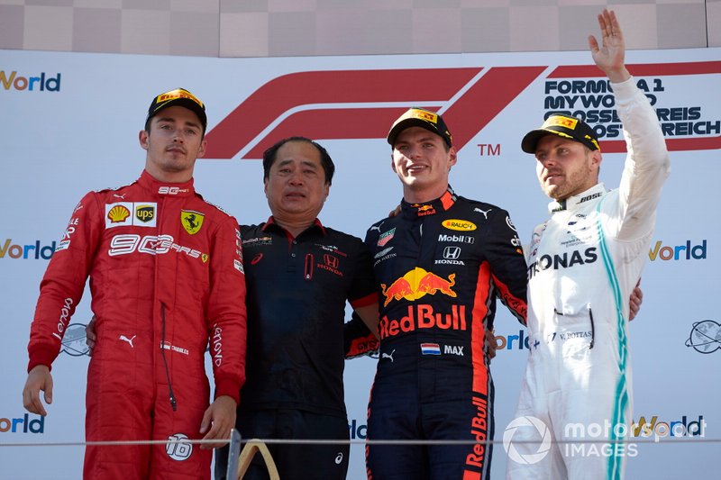 3- GP de Austria 2019 (24 años, 5 meses y 6 días): 3º Valtteri Bottas, 2º Charles Leclerc, 1º Max Verstappen