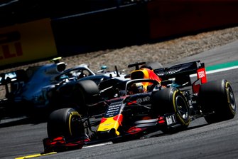 Max Verstappen, Red Bull Racing RB15, leads Valtteri Bottas, Mercedes AMG W10