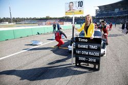 Grid girl of Timo Scheider, Audi Sport Team Phoenix, Audi RS 5 DTM.