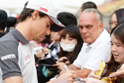 Esteban Gutierrez, Haas F1 Team signs autographs for the fans