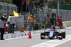 Felipe Nasr, Sauber C35 passes a traffic cone where a drain cover had come away