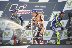 Podium: race winner Marc Marquez, Repsol Honda Team, second place Jorge Lorenzo, Yamaha Factory Racing, third place Valentino Rossi, Yamaha Factory Racing