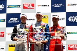 Rookie Podium: second place Joel Eriksson, Motopark Dallara F312  Volkswagen; Winner Ben Barnicoat, HitechGP Dallara F312  Mercedes-Benz; third place Guanyu Zhou, Motopark Dallara F312  Volkswagen