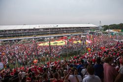 Fans on track after the race