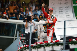 Sebastian Vettel, Ferrari celebrates his third position on the podium