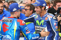 Race winner Maverick Viñales, Team Suzuki MotoGP, third place Valentino Rossi, Yamaha Factory Racing