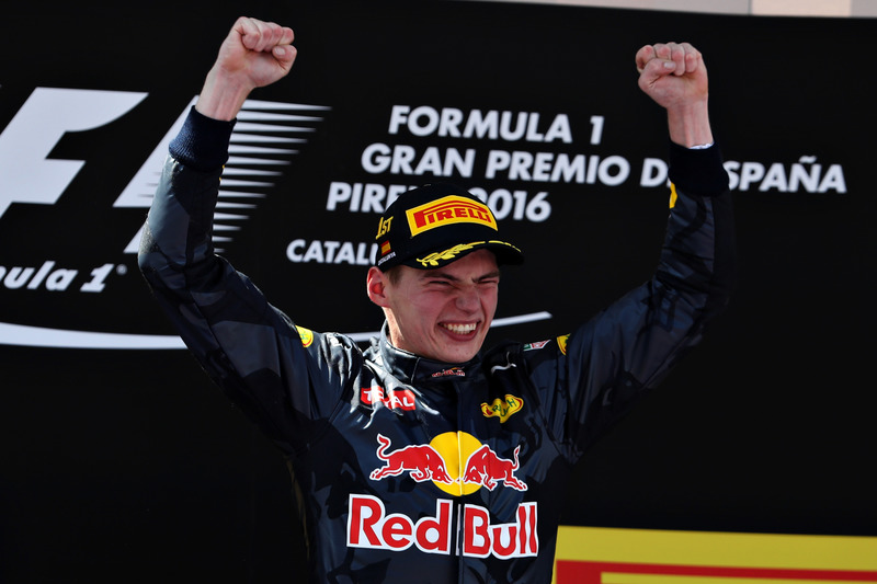 Max Verstappen, Red Bull Racing feiert seinen ersten Sieg