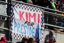 A banner for Kimi Raikkonen, Ferrari