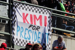 A banner for Kimi Raikkonen, Ferrari