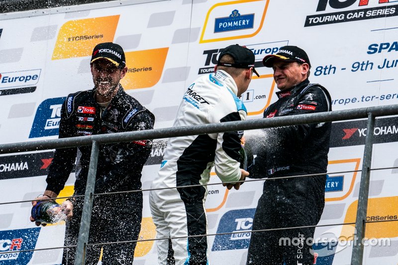 Podium: Race winner Julien Briché, JSB Compétition Peugeot 308 TCR, second place Mato Homola, Target Competition Hyundai i30 N TCR, third place Andreas Bäckman, Target Competition Hyundai i30 N TCR