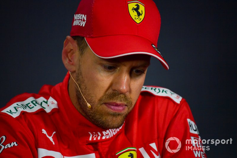 Sebastian Vettel, Ferrari, in the post Qualifying Press Conference