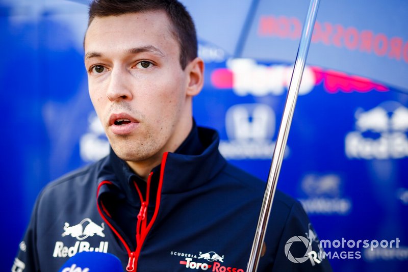 Daniil Kvyat, Toro Rosso speaks with the media