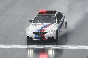 BMW Safety car checking the track during downpour