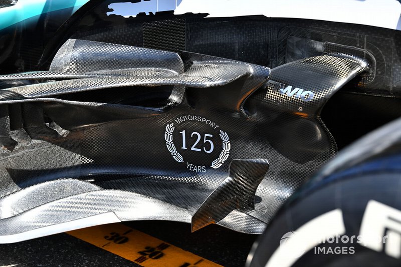 Mercedes AMG F1 W10 with special 125th year in motorsport livery