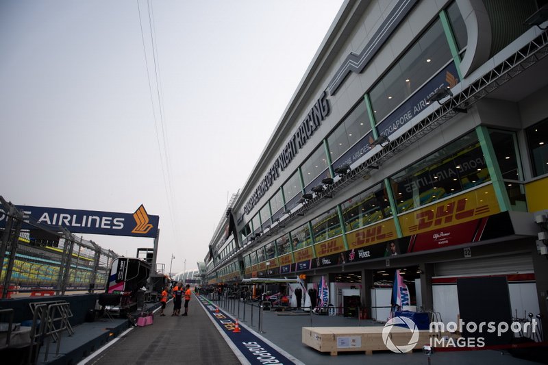 The Racing Point garage in the pit lane