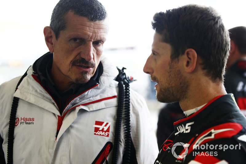 Romain Grosjean, Haas F1 Team, Guenther Steiner, Team Principal, Haas F1