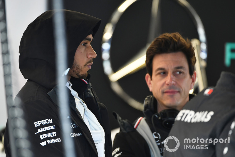 Lewis Hamilton, Mercedes AMG F1 and Toto Wolff, Mercedes AMG F1 Director of Motorsport
