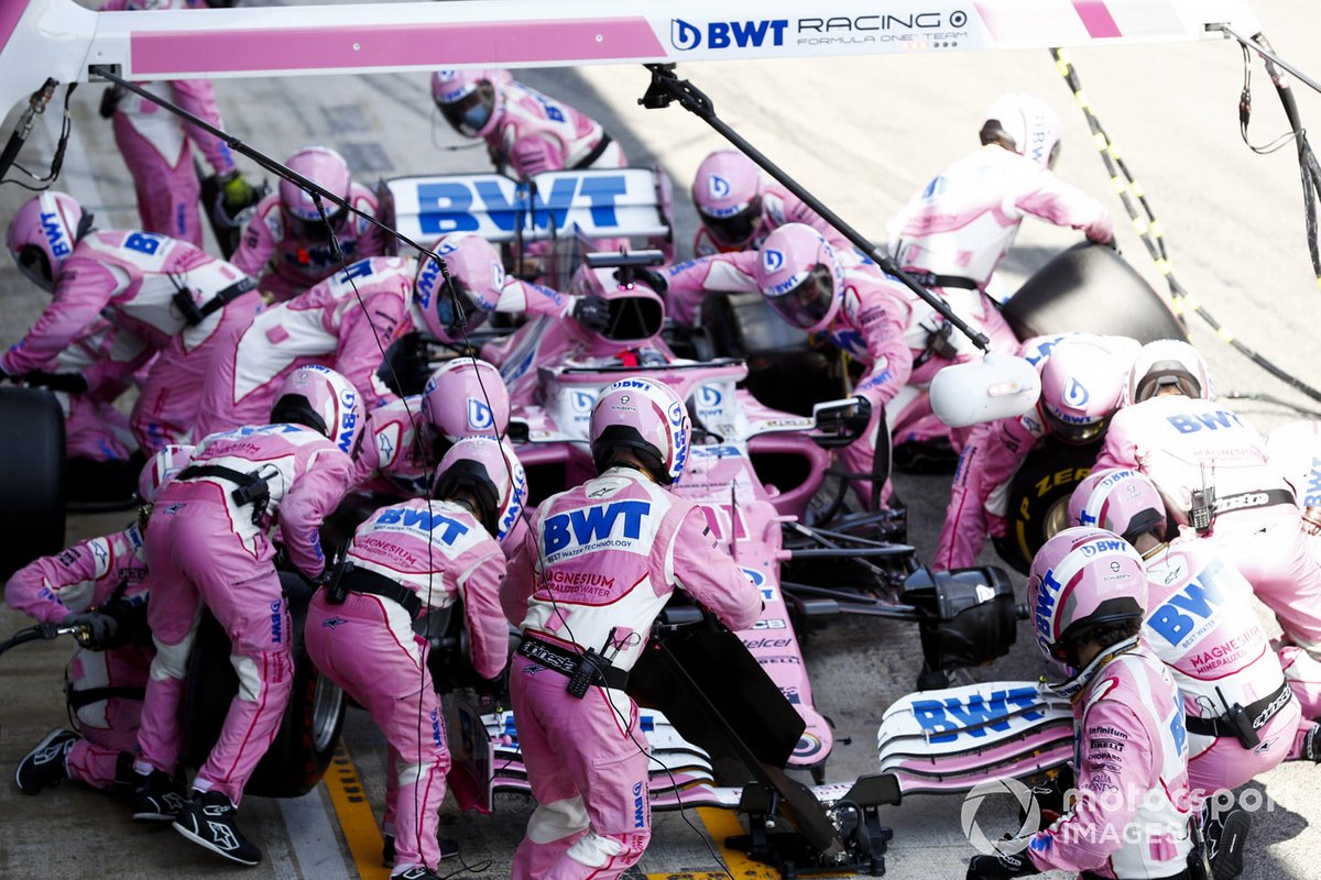 Sergio Pérez, Racing Point RP20, pit stop