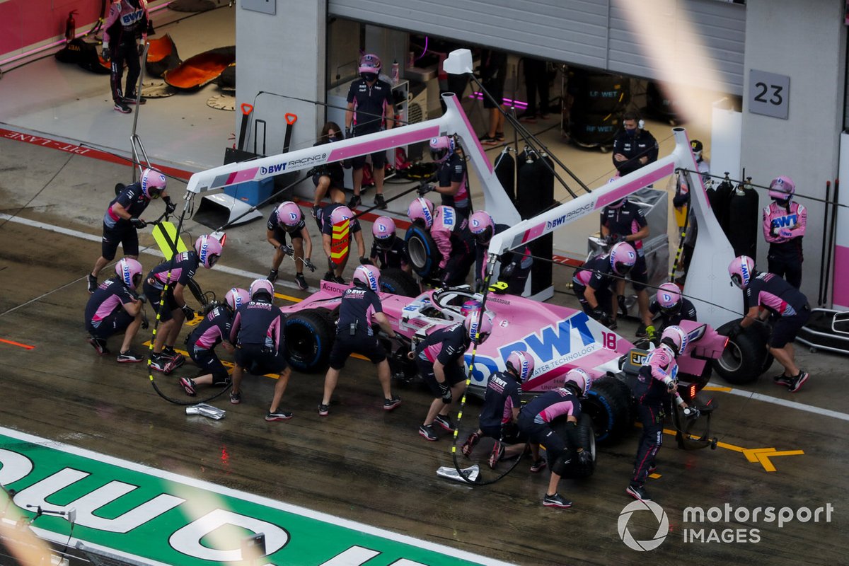 Lance Stroll, Racing Point RP20 pit stop