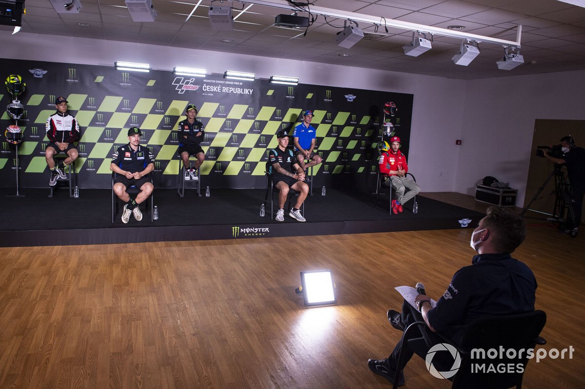 conferencia de prensa Takaaki Nakagami, Team LCR Honda, Maverick Viñales, Yamaha Factory Racing, Valentino Rossi, Yamaha Factory Racing, Fabio Quartararo, Petronas Yamaha SRT, Joan Mir, Team Suzuki MotoGP, Andrea Dovizioso, Ducati Team