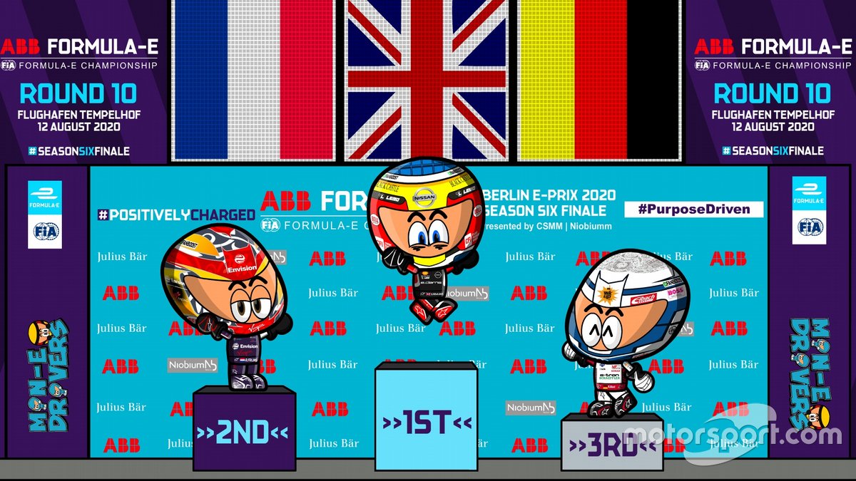Podio de la carrera 5 de Fórmula E en Berlín por los Minis
