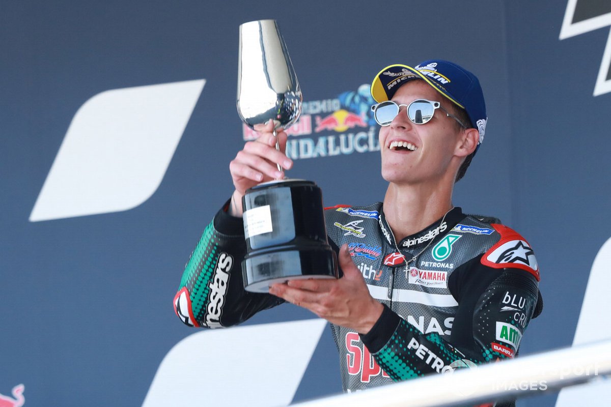 Podio: il vincitore della gara Fabio Quartararo, Petronas Yamaha SRT