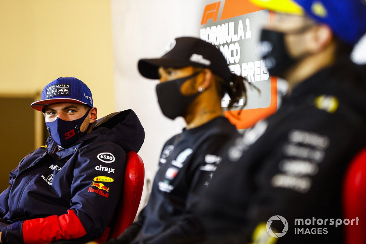 Max Verstappen, Red Bull Racing, Race Winner Lewis Hamilton, Mercedes-AMG F1 and Daniel Ricciardo, Renault F1 in the press conference