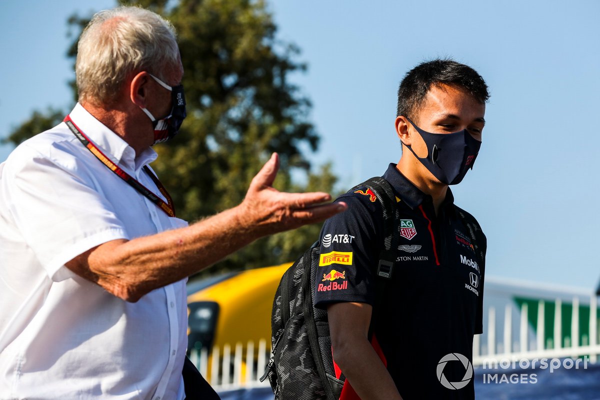 Helmut Marko, Consultant, Red Bull Racing and Alex Albon, Red Bull Racing