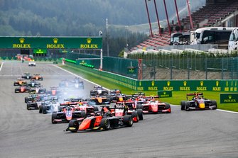 Richard Verschoor, MP Motorsport, Logan Sargeant, Prema Racing, Frederik Vesti, Prema Racing and Liam Lawson, Hitech Grand Prix